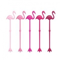 Set of 5 Pink Flamingo Stir Sticks
